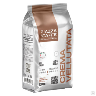 Кофе в зернах PLAZA DEL CAFFE 1 кг Crema Vellutata натуральный 13676 