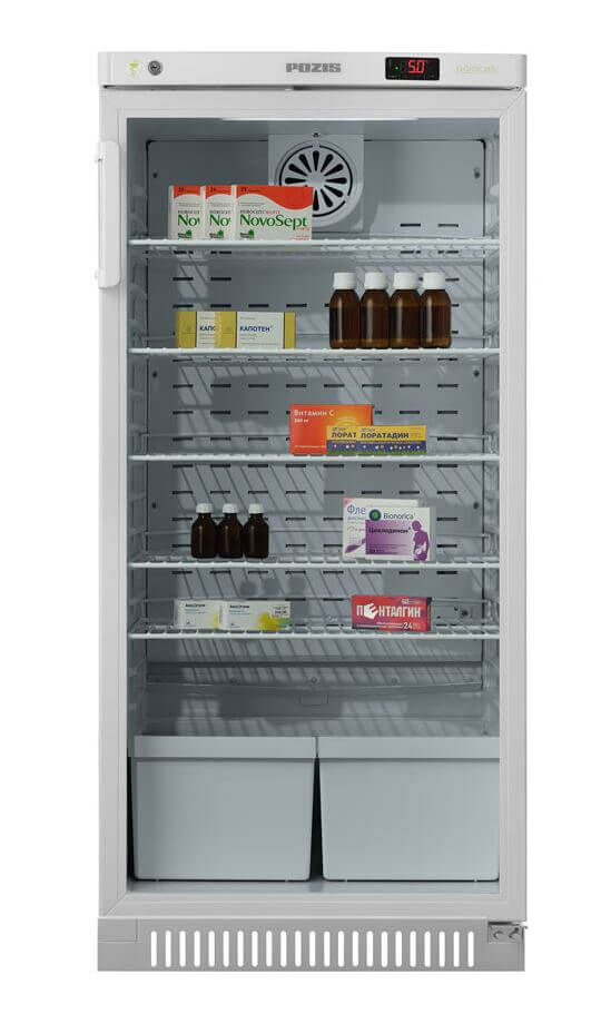 Холодильник ХФ-250-3 ПОЗИС фармацевтический для хранения препаратов и вакцин (дверь из энергосберегающего стекла с замко