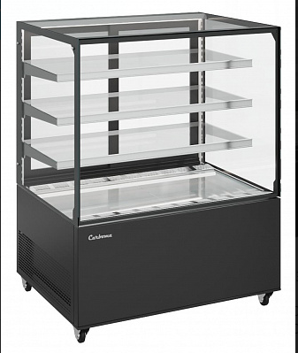 Витрина холодильная кондитерская KC71-130 VV 1,2-1 закрытая, +2 +10, 1200х700х1350, металл + стекло, черная