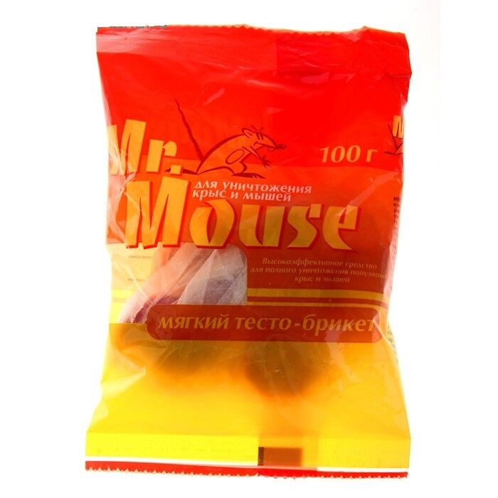 Отрава от крыс и мышей Mr.Mouse 100 гр тесто брикет мумифицир.эффект