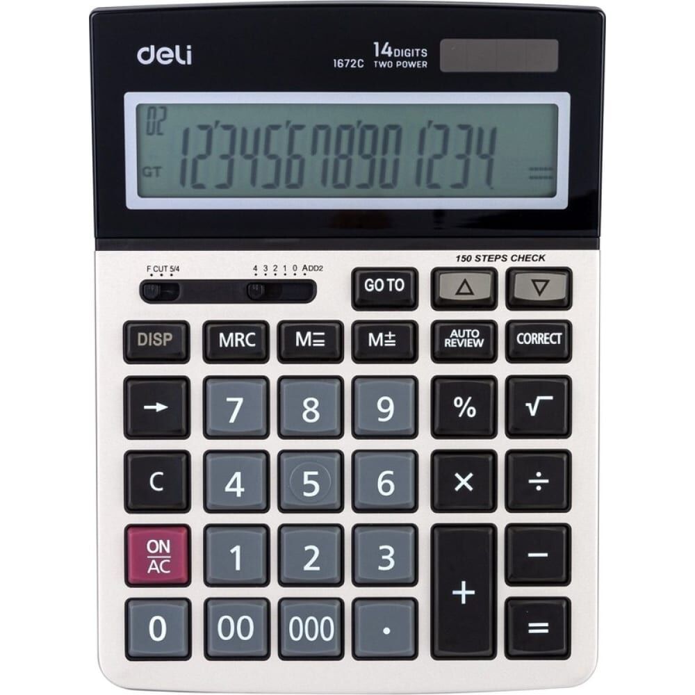 Настольный калькулятор DELI E1672C серебристый 14-разр.