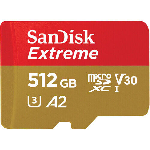 Карта памяти SanDisk 512GB Extreme UHS-I microSDXC 190MB/s + SD Adapter A2 C10 V30