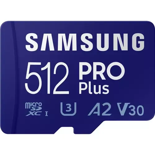 Карта памяти Samsung 512GB PRO Plus UHS-I microSDXC 160MB/s + SD Adapter A2 C10 V30