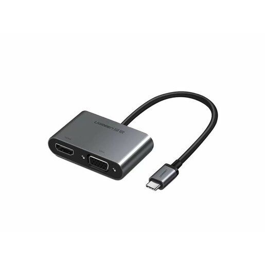USB-хаб UGREEN CM162 USB-C to HDMI + VGA +USB 3.0 Adapter With PD, серый космос