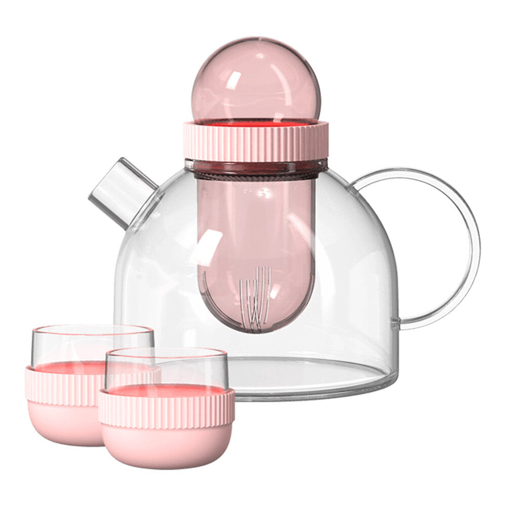 Заварочный чайник KissKissFish BoogieWoogie Teapot и 2 чашки розовый