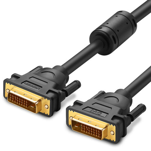 Кабель UGREEN DVI Male to Male Cable Gold Plated, 2м DV101, черный