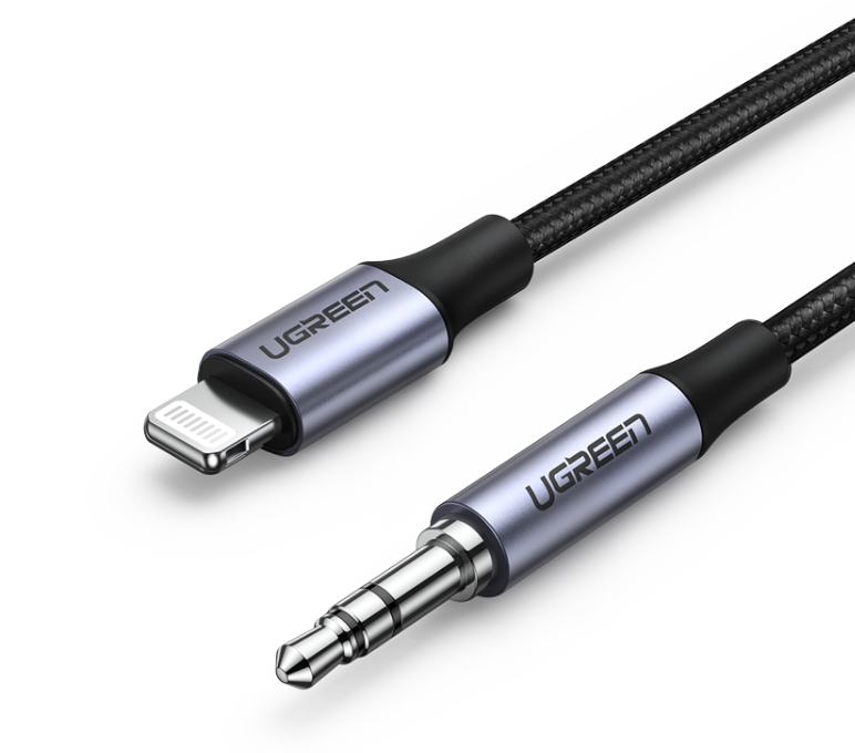 Кабель UGREEN Lightning To 3.5mm Male Adapter Cable, 2м, черный US315