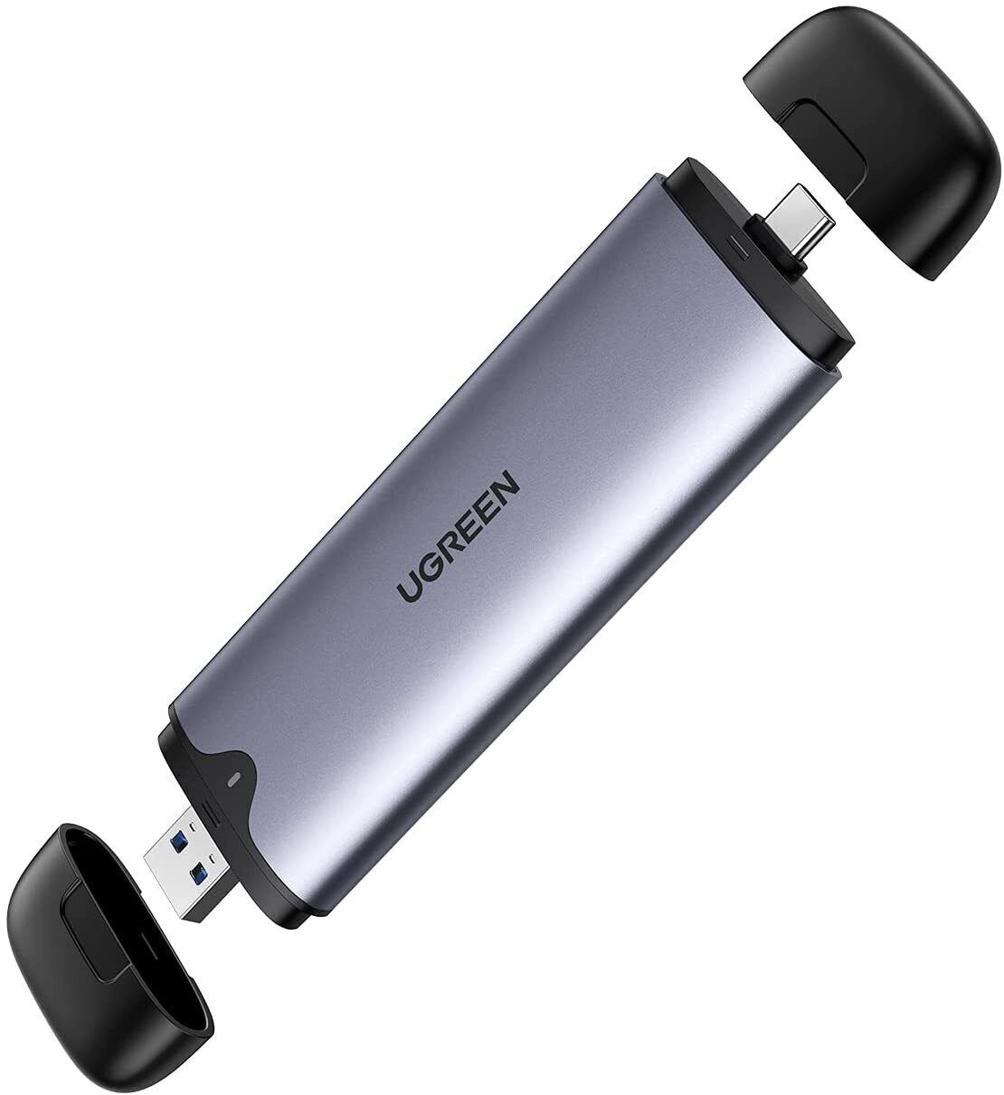 Корпус для диска UGREEN CM353 USB-C + USB-A M.2 M-Key Hard Drive Enclosure (10Gbps), серый космос