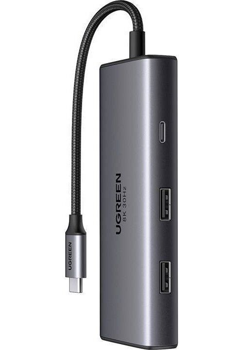 USB-хаб UGREEN CM498 USB-C to 2*USB-A 3.0+USB-C 3.0+2*HDMI+PD, серый