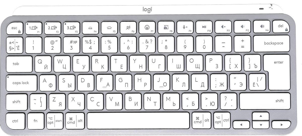 Клавиатура Logitech беспроводная MX Keys Mini Pale RUS, серый