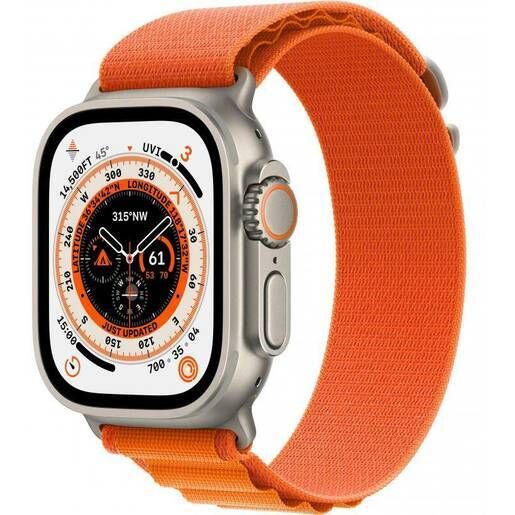 Часы Apple Watch 8 Ultra GPS + Cellular, 49mm Titanium Case with Orange Alpine Loop Small,