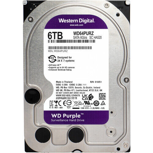 Жесткий диск WD 6TB Purple Surveillancer SATA3 5400RPM 256MB