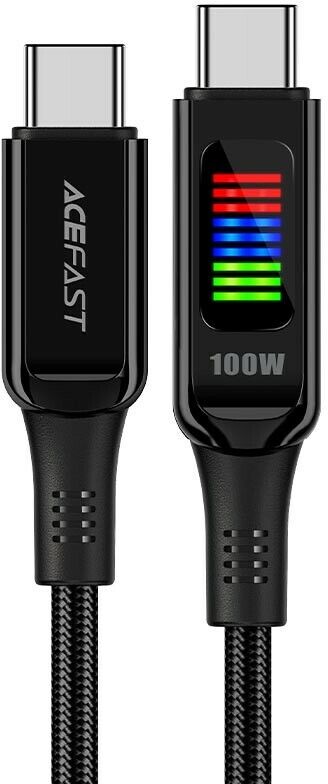 Кабель ACEFAST C7-03 USB-C to USB-C zinc alloy зарядный кабель с дисплеем, черный
