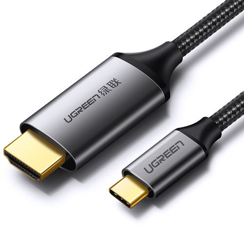 Кабель UGREEN MM142 25155 USB-C to HDMI Male to Male Cable Aluminum Shell 1м, Grey
