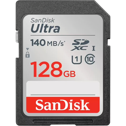 Карта памяти SanDisk 128GB Ultra SDXC 140MB/s, Class 10 UHS-I