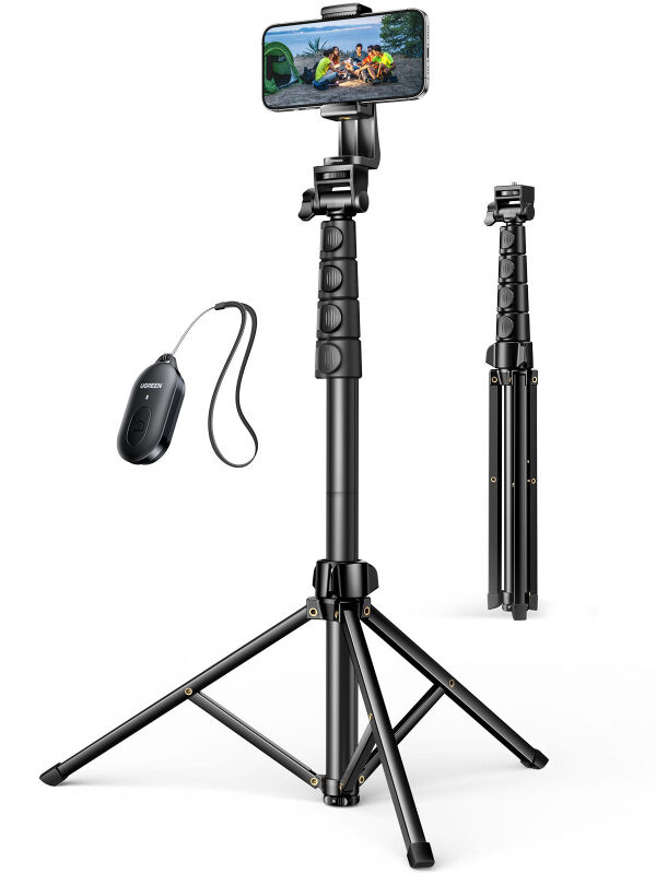 Трипод UGREEN LP680 15609 Tripod Stand 1,7м с пультом Bluetooth для selfie Livestream, Black