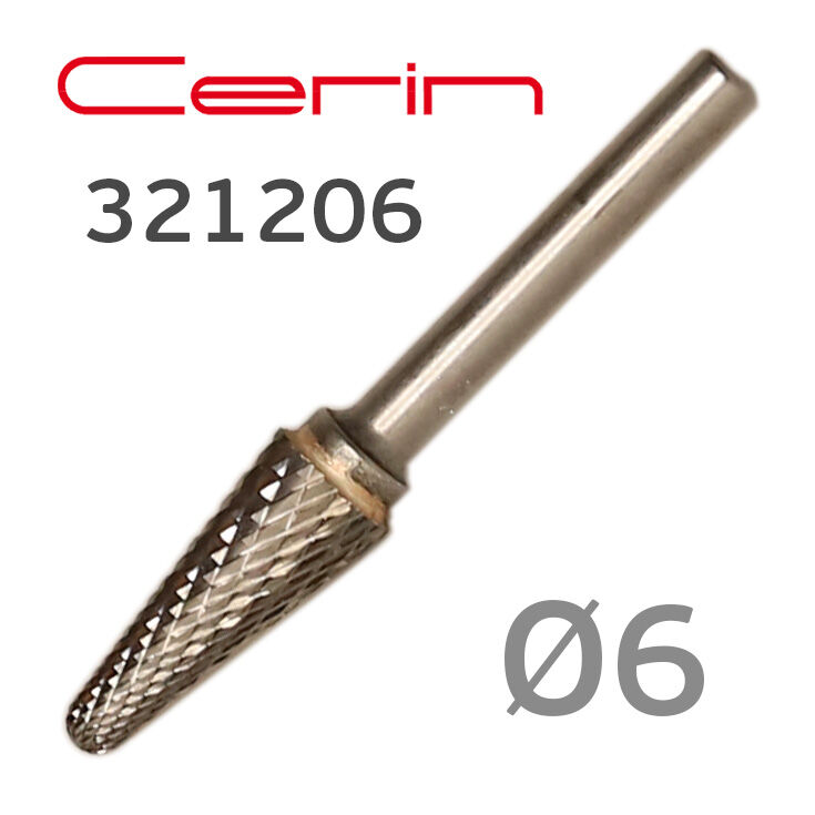 Фреза 6мм CERIN 321206 тип KEL-14 конус с закруглением, твердосплавная для фрезеровки