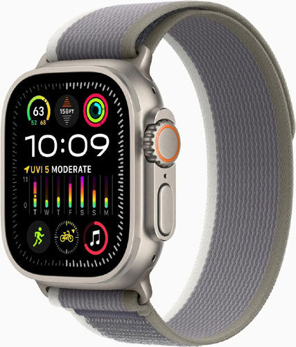 Умные часы и браслет Apple Watch Ultra 2 49mm Titanium Case with Green/Grey Trail Loop - M/L (MRF43LL/A)