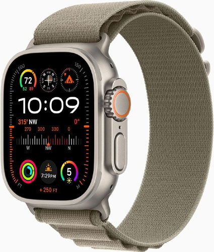 Умные часы и браслет Apple Watch Ultra 2 49mm Titanium Case with Olive Alpine Loop - Medium (MREY3LL/A)
