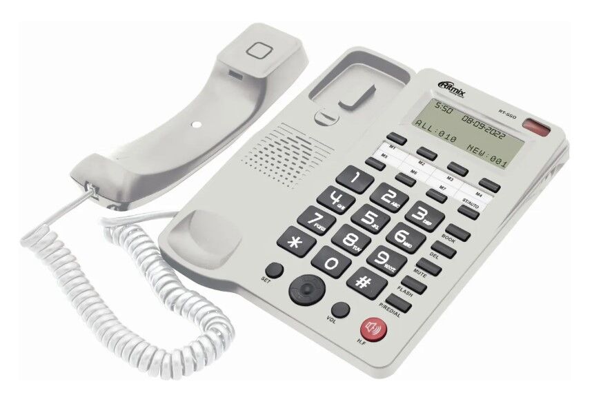 80002154, Проводной телефон Ritmix RT-550 белый