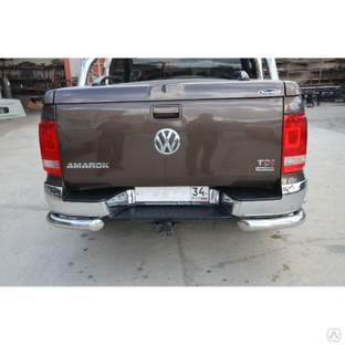 Защита заднего бампера угловая двойная Volkswagen Amarok 2009 