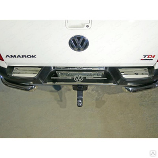 Накладки на задний бампер (лист зеркальный логотип Volkswagen) VOLKSWAGEN Amarok 2016 