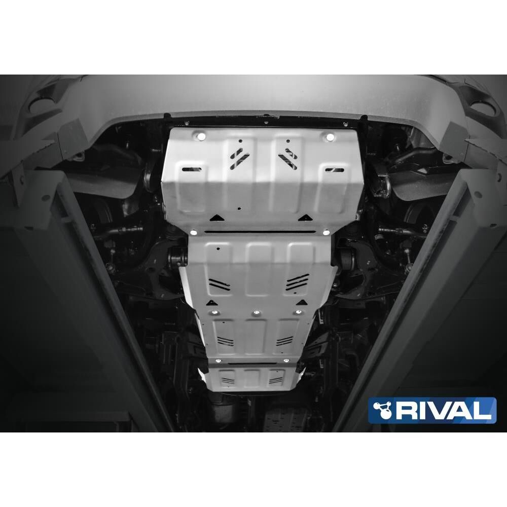 Защита алюминиевая "Rival" для радиатора, картера, КПП и РК Mitsubishi L200 V 2015-2019