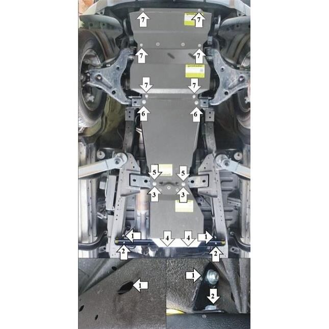 Усиленная защита днища алюминиевая Mitsubishi L 200 2015-2018