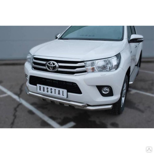 Toyota Hilux 2015-2020 Защита переднего бампера d63 (дуга) d63 (уголки)+клыки 
