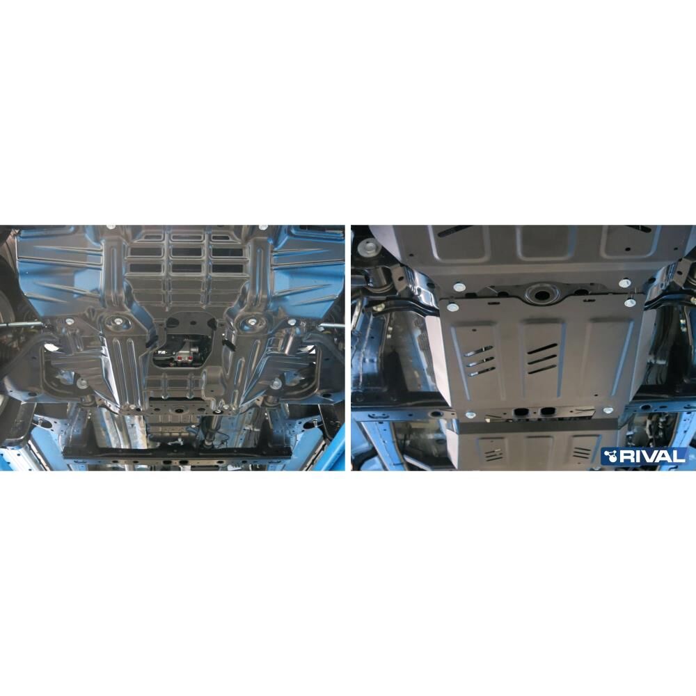 Защита КПП + комплект крепежа, RIVAL, Сталь, V - 2.4d; 2.8d, Toyota Hilux 2015-