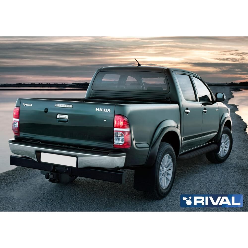 Пороги "Premium-Black" A193ALB + комплект крепежа, RIVAL для Toyota HILUX Vigo (2005-2015)