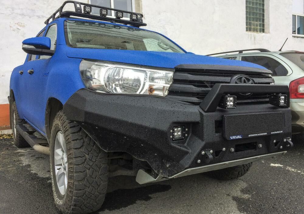 Силовой бампер передний rival алюминиевый toyota hilux revo (2015+) (без птф )