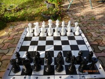 Комплект шахматных фигур (артикул GCP-12) с полем пластмассовым сборным