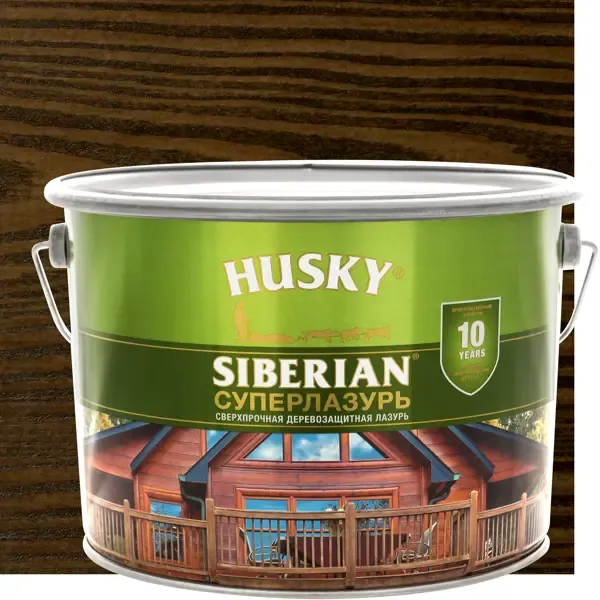 Лазурь для дерева Husky Siberian «Суперлазурь» полуглянцевая палисандр 9 л HUSKY None