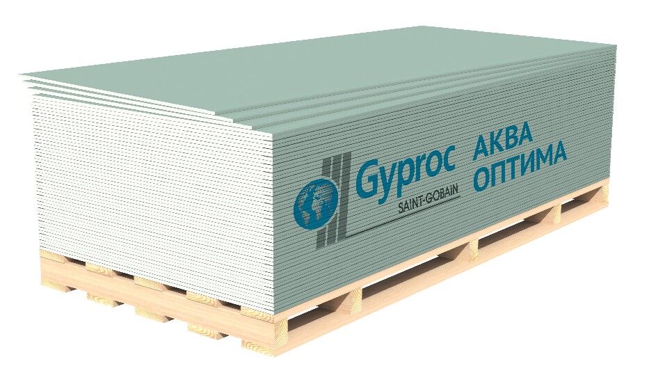 Плита гипсовая универсальная влагостойкая Gyproc Аква Оптима 12,5x1200х2700 мм