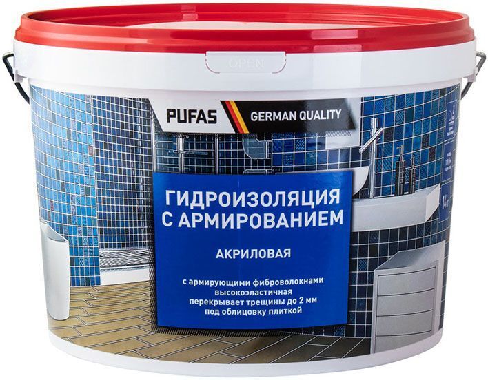 ПУФАС гидроизоляция акриловая морозостойкая (14кг) / PUFAS гидроизоляция с армированием акриловая морозостойкая (14кг)