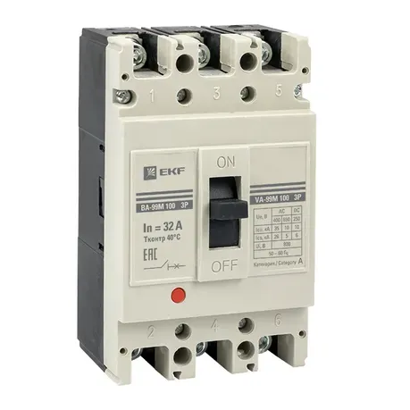Выключатель автоматический ВА-99М 100/32А 3P 35кА с электромагнитным расцепителем EKF PROxima 6