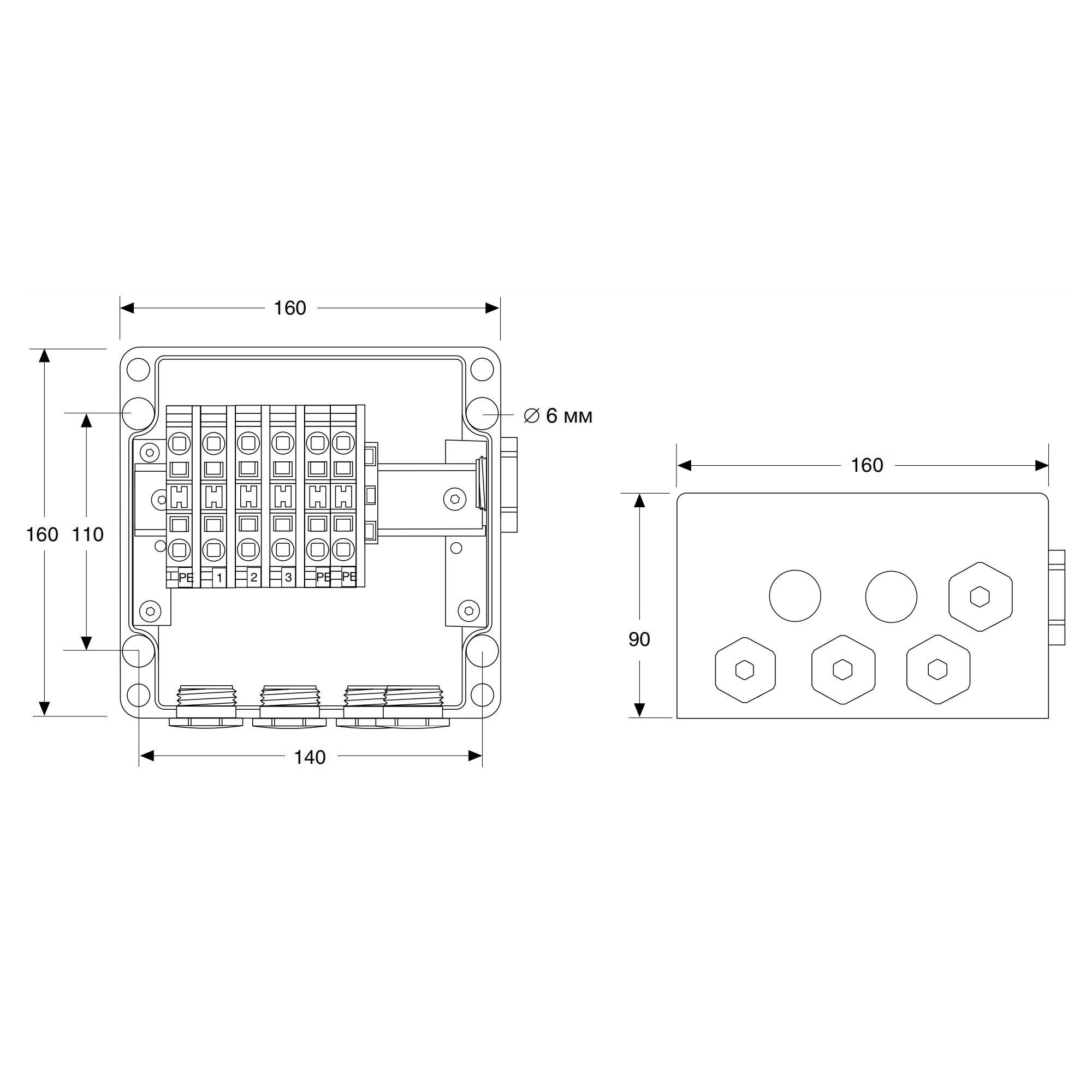 Трехфазная соединительная коробка (1xM32 + 6xM20) JB-EX-21 (EE x e) Raychem 2