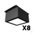 Комплект светильников Geniled Griliato Tetris x8 для ячейки 75x75 80Вт 5000К Опал Черный #1