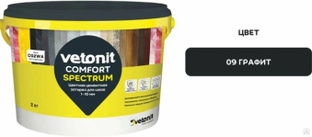 Затирка для швов цементная Vetonit Комфорт Спектрум (09) графит 2 кг, 12 шт/кор 