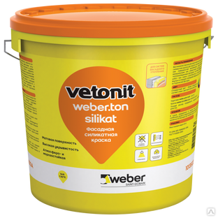 Краска Vetonit weber.ton silikat силикатная фасадная 100А, 25 кг, 24 шт/пал 