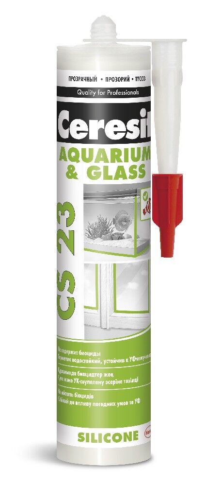 Герметик силиконовый для стекла и аквариумов Ceresit CS 23, прозрачный, 280 мл