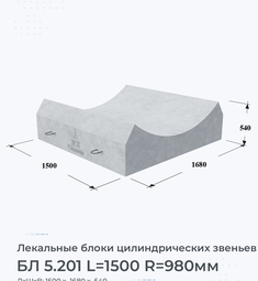 Лекальный блок цилиндрических звеньев БЛ 5.201 L=1500 R=980мм