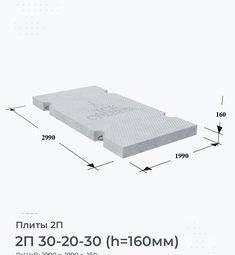 Плита железобетонная 2П 30-20-30 (h=160мм)