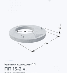 Крышка колодца бетонная ПП 10-1 с ч/л тип Л