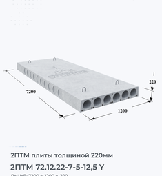 Плита перекрытия 2птм 72.12.22-7-5-12,5 y