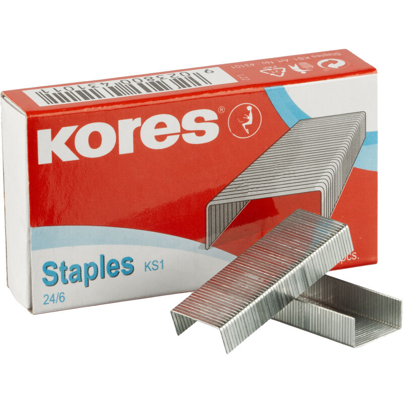 Скобы для степлера Kores №24/6 с никелевым покрытием (1000 штук в упаковке)