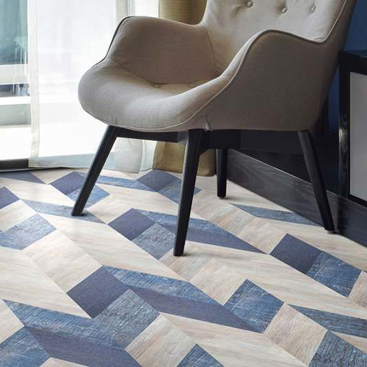 Пробковый пол замковой CorkStyle PrintCork Chevron BLUE