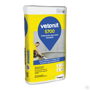 Ровнитель для пола Vetonit 5700 базовый для внутренних/наружных работ, 25 кг, бумажный мешок, 48 шт/пал 