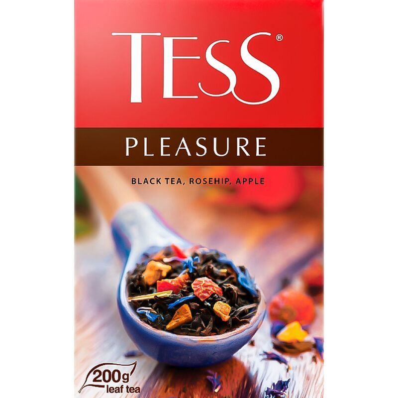 Чай Tess Pleasure черный с шиповником и яблоками 200 г